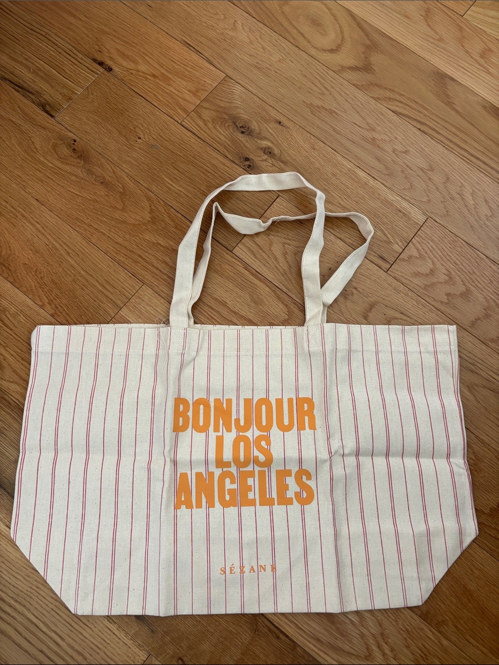 Sezane Bonjour La Cream Tote Bag